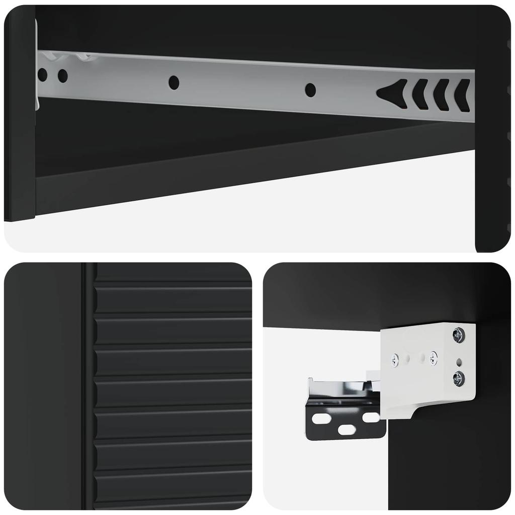 Wall Mounted Side Table Black 87.5 X 34.5 X 17 Cm