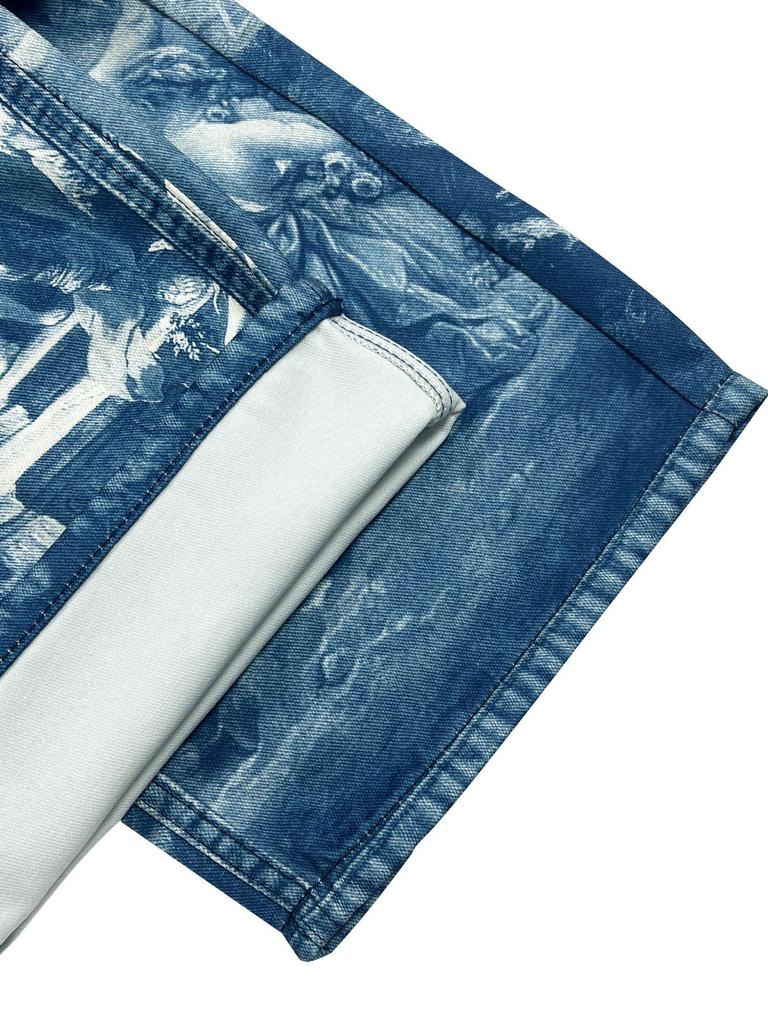 Retro Floral Wide-Leg Jeans for Women - Summer Mid-Waist Straight-Leg Design N021