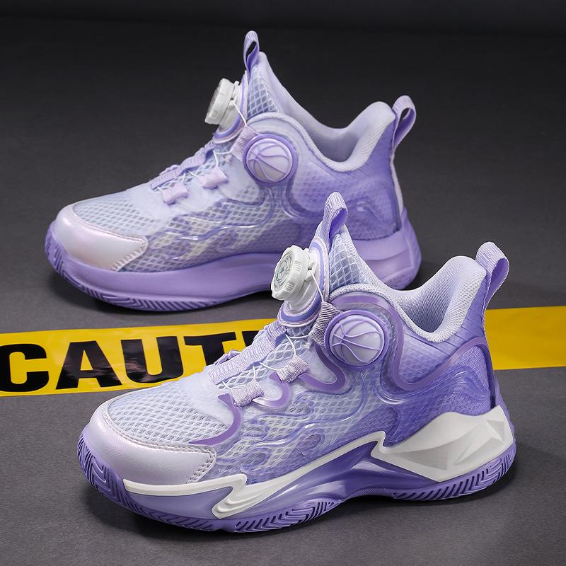 Boys and girls sneakers summer breathable single net children's basketball shoes medium and older children's actual combat wear-resistant shock abso