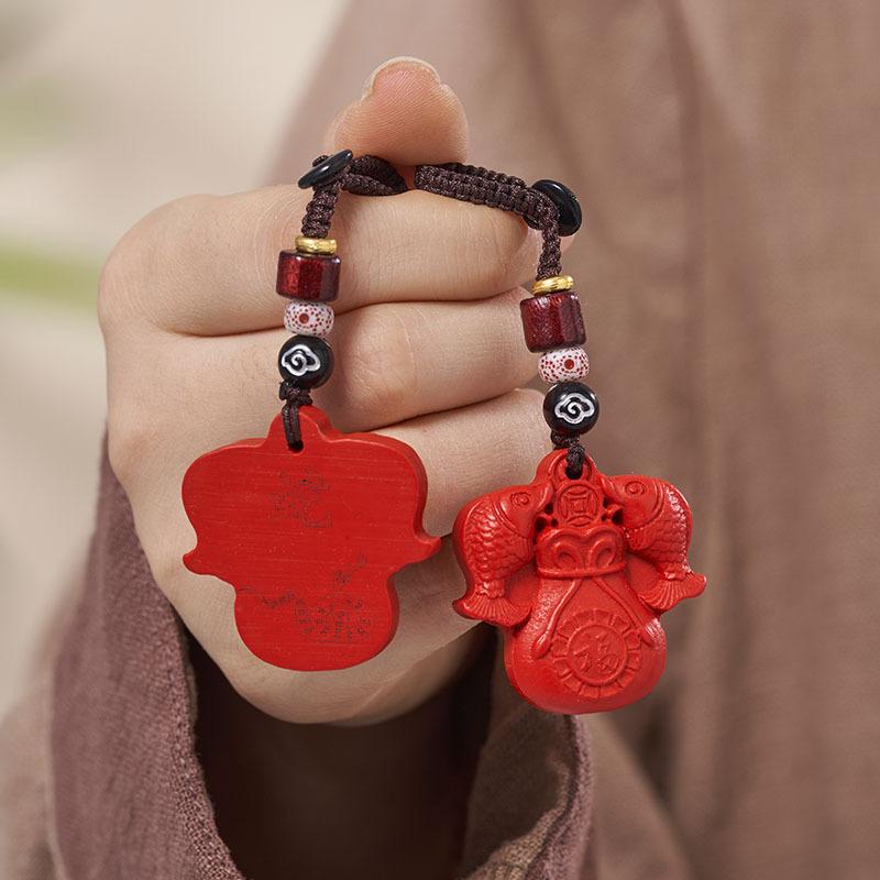 Red Sand Pisces Lucky Bag Men's and Women's Keychain Pendant, Gift Small Gift Dragon Snake Horse Rabbit Zodiac Pendant