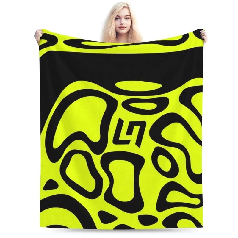 Abstract Art Neon Yellow & Black Pattern Blanket Cozy Soft Warm Flannel Throw Blanket for Sofa Bed Picnic Travel Home Decor