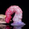 Silicone Curved  Ribbed Fantasy Dragon Dildo With Suction Cup Female Fantasy Dildos
