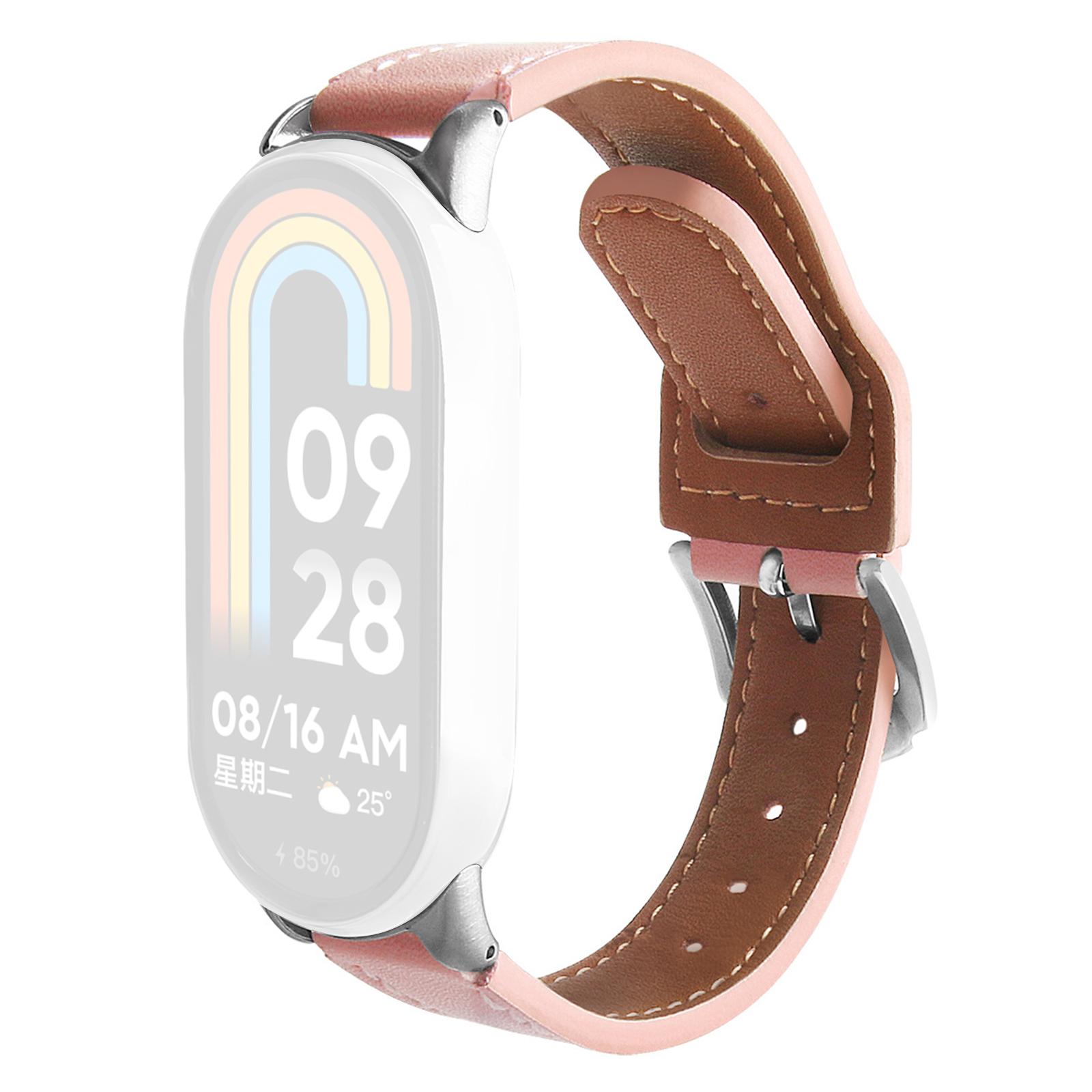 

Ремінець для Xiaomi Smart Band 9 NFC/9/8 NFC/8 Ремінець для годинника з мікрофібри зі срібною пряжкою Pink