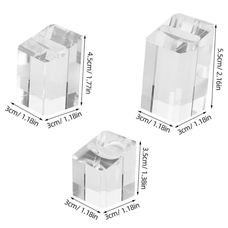 3Pcs Acrylic Ring Presentation Stands Sleek Jewelry Organizers Ideal for Jewelry Stores and Personal Collections