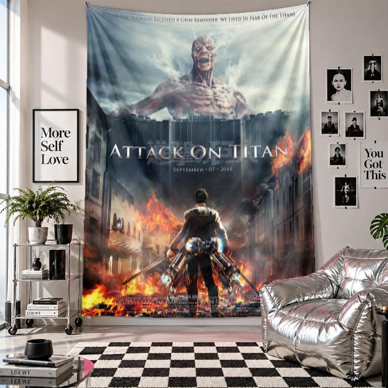 Wall TapestryAttack on Titan Art Hanging Cloth Decorative Background Cover for Room Decoration