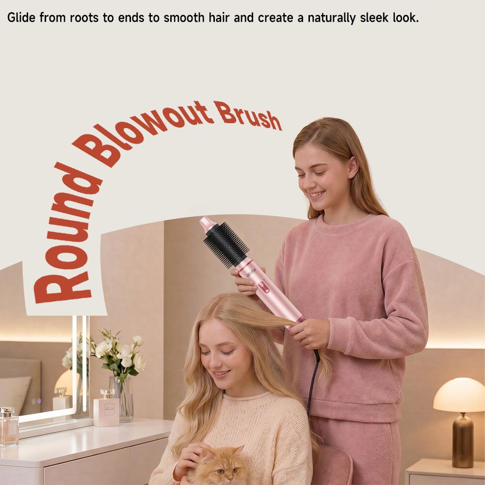 5-in-1 Multi-functional Hot Air Brush: Straighten, Curl, Blow Dry & Style Hair Without Damage