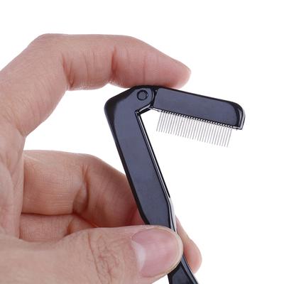 Peine de pestañas plegable, cepillo de metal para cejas, separador, rizador de pestañas, color negro