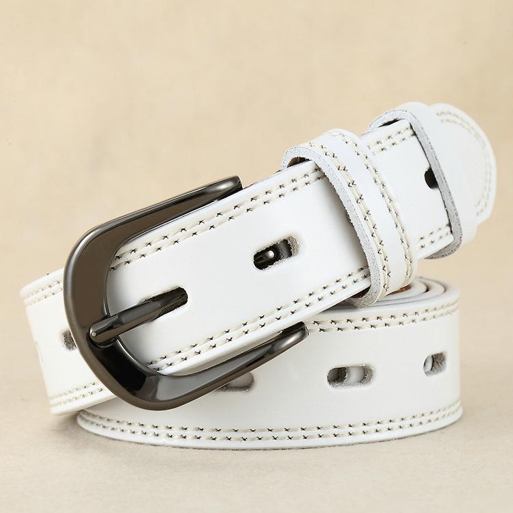 Hollow Leather Belt Women'S Casual Pure Cowhide Pin Buckle Belt Wide With Jeans Spring And Autumn