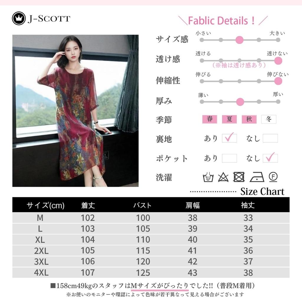 J-Scott Damen A-Linien Chiffonkleid mit Blumendruck, Rundhalsausschnitt, asymmetrischem Saum und 3/4-Ärmeln, Rot, JS15-RD-L