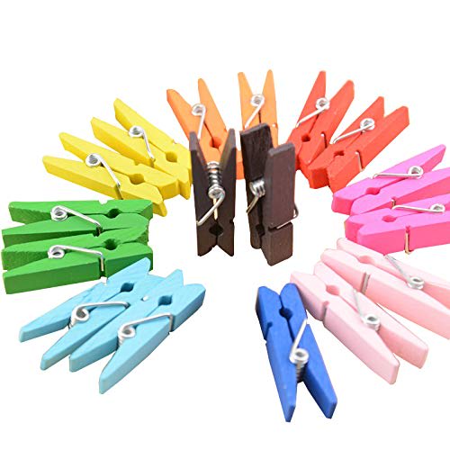 3.5cm Mini Wooden Clips, Laundry Clips, Colorful Photo Clips, Wedding Photo Paper Pegs, Display Clips, Thumb Tacks, Durable Multi-Function for Booths,