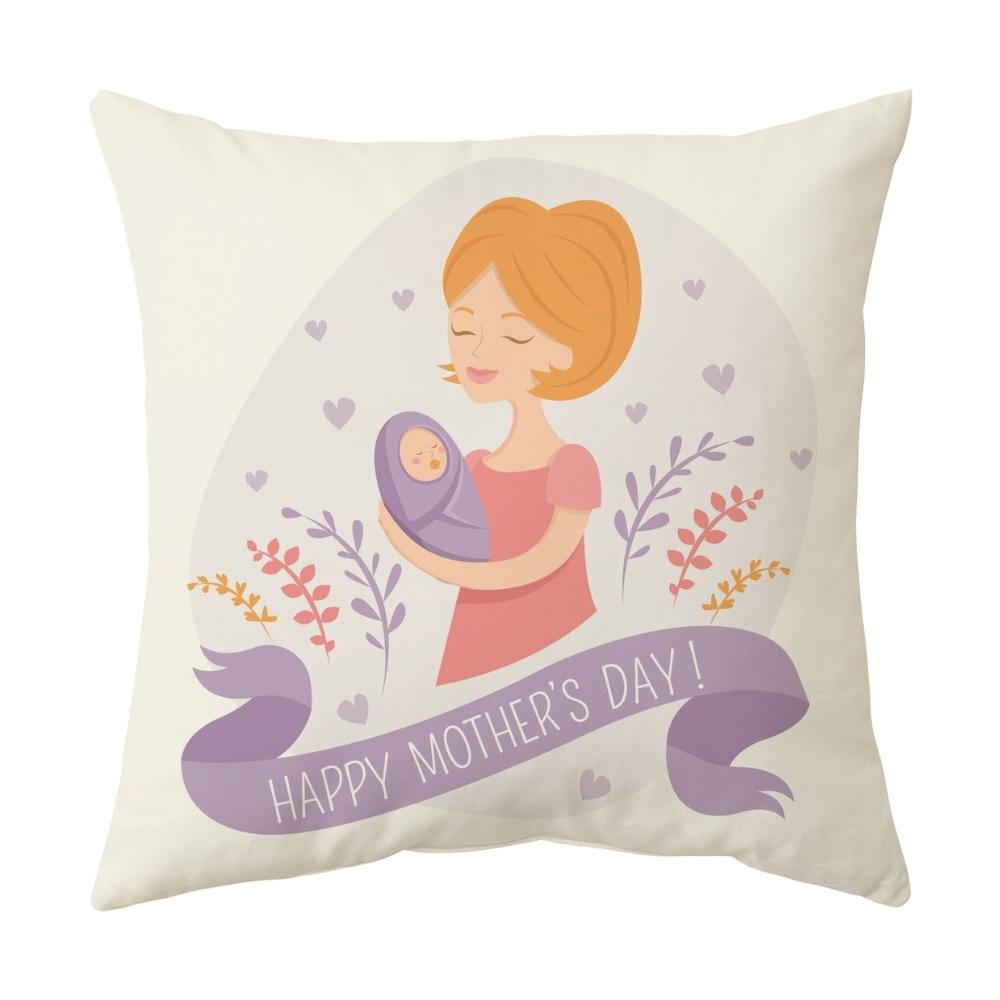 Mother's Day Pillowcase Single-sided Printed Cushion Cover Sofa Pillow Peach Skin Velvet Linen Pillowcase