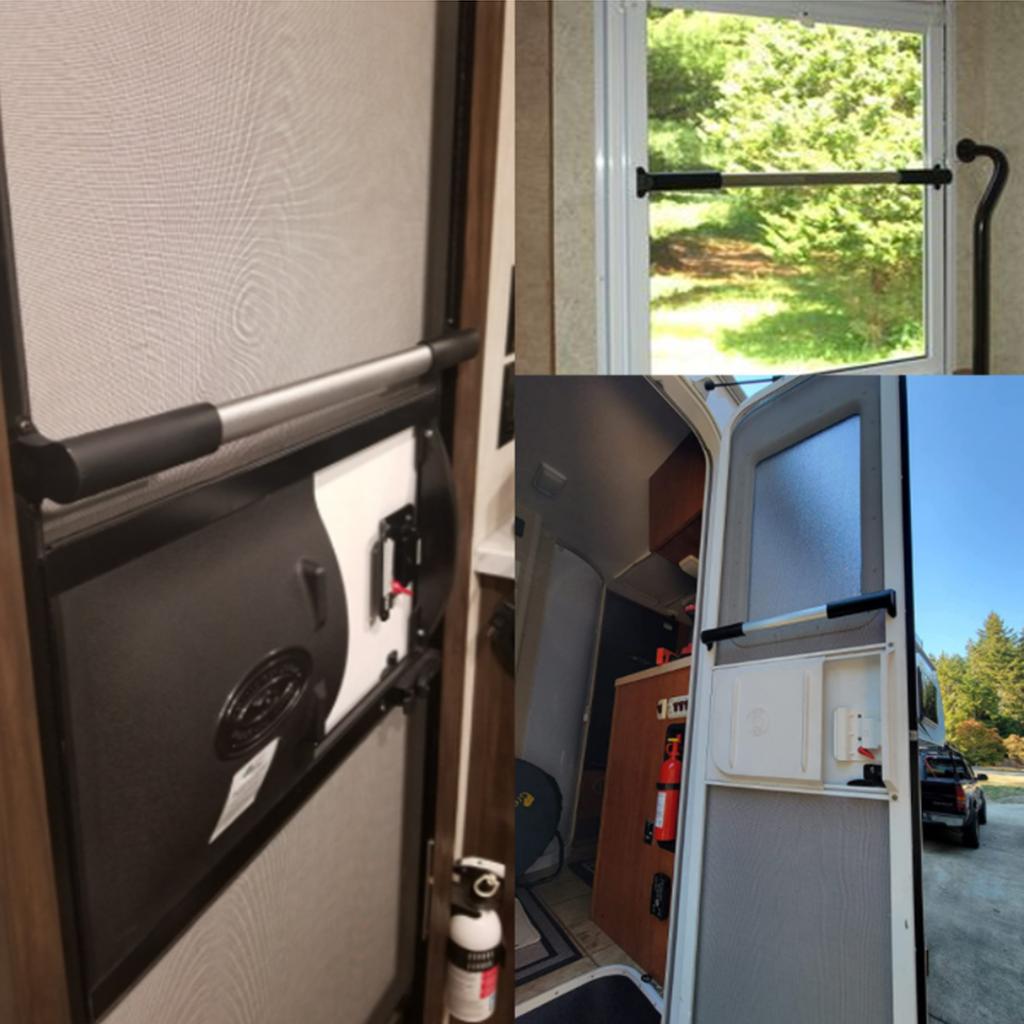 Screen Door Grab Handle 21‑5/8in To 28‑5/8in Aluminum RV Screen Door  Bar Secure Grip for  for Motorhome