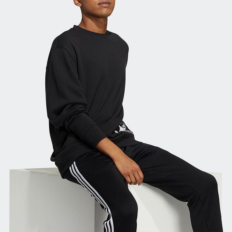 Adidas Originals Trefoil Bear Crew Logo Print Sweatshirt Men Tops Black HL4111