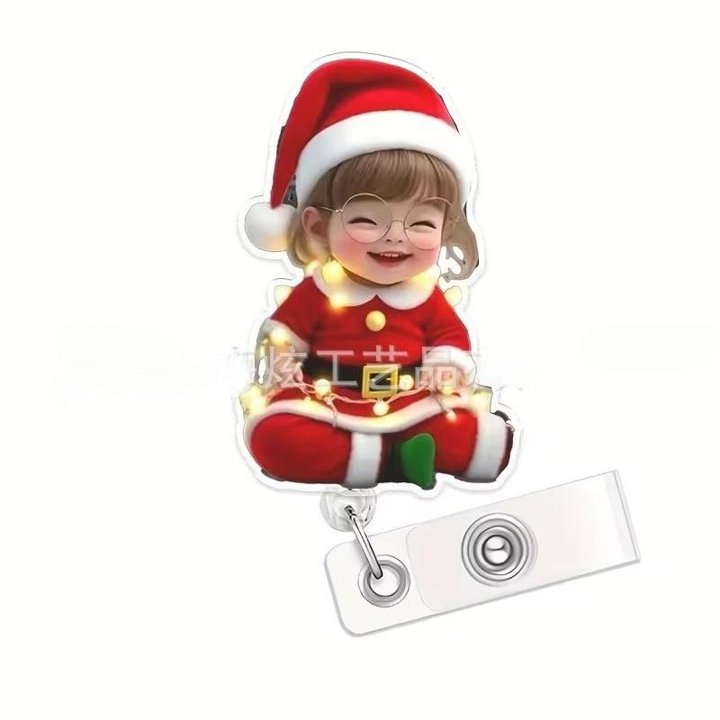 1pc Nurse Themed Retractable Badge Reel Acrylic ID Holder Clip for Hospital Office School Workers