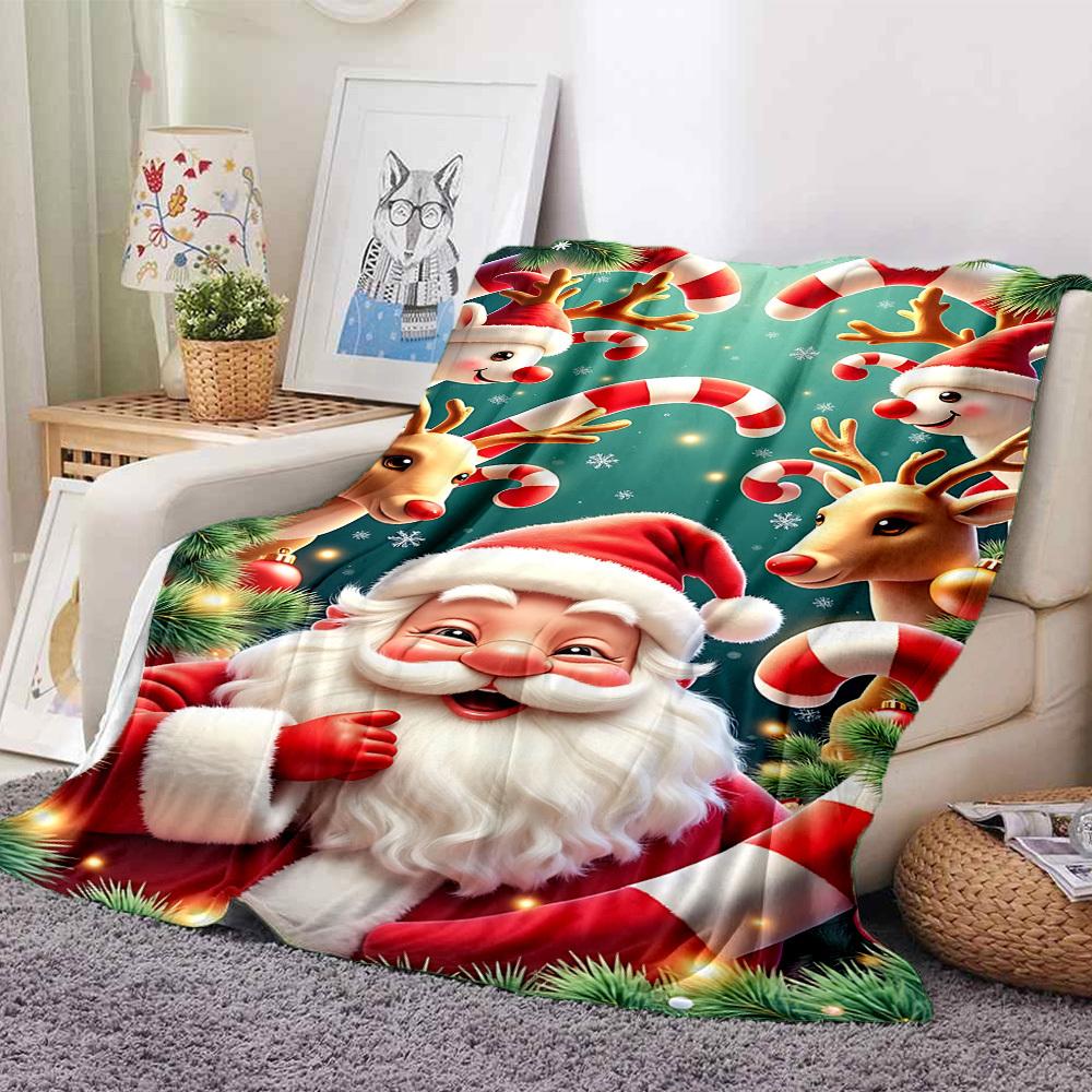 1pc Christmas Decorations Blanket Lightweight Flannel Blanket Throw Blanket For Sofa, Bed, Travel, Camping, Livingroom, Couch, Chair, And Bed Yy250902