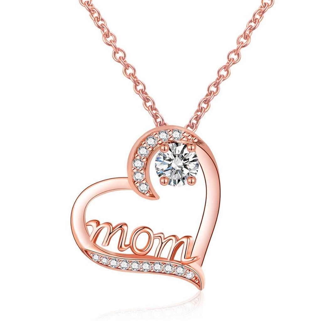Mother's Day Gift Women MOM Letter Necklace Exquisite Rhinestone Clavicle Chain Fashionable Versatile High End Jewelry