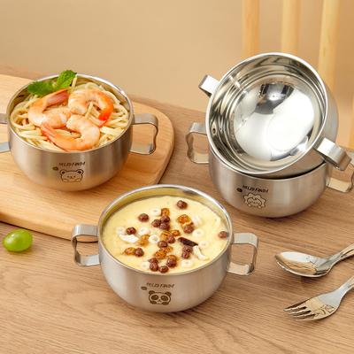 380ML 316 Stainless Steel Bowl Double Layer Durable Kid Rice Bowl Kitchen Double-ear Anti-drop Children's Tableware