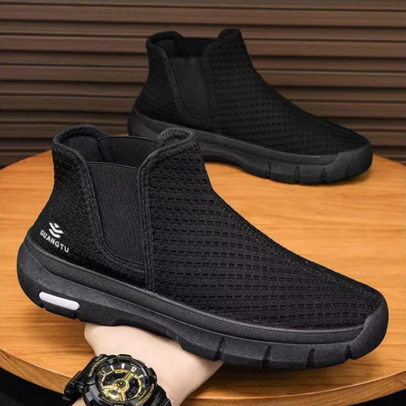 Scarpe da Uomo in Rete Traspiranti Casual Mocassini da Uomo Slip-on Scarpe da Passeggio Outdoor Moda Sneakers con Suola Spessa Tinta Unita Stivaletti Sottili
