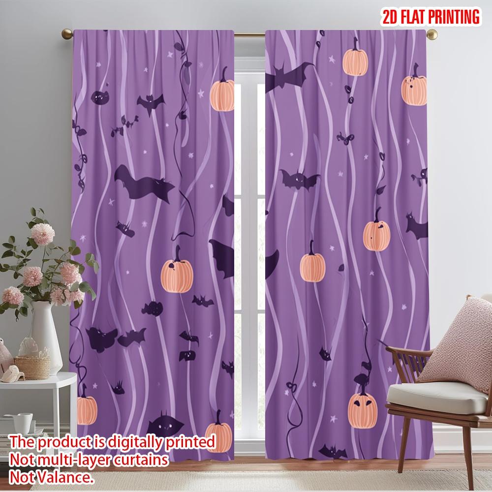 

2pcs,2D plane printing Popular Curtains Halloween Icons Flight Versatile Polyester Fabric (without rod) Outdoor Decorations for 52.50×116.00 CM 2pcs