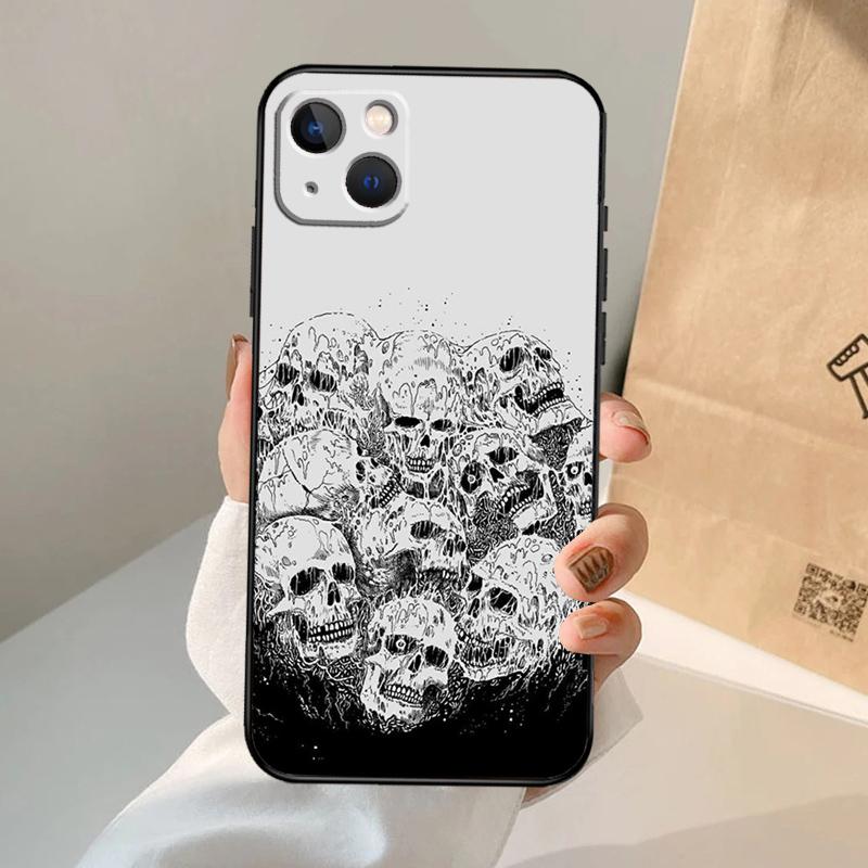 Gothic Fashion Skull Phone Case For iPhone 17 Air 16 14 13 12 11 15 Pro Max 13 12 mini 15 16 Plus 16e Cover Coque