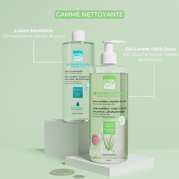 Cytolnat Gel Lavant Ultra Doux - Visage, Corps, Cheveux - Peaux Sensibles et Fragilisées - Convient à Toute la Famille - 500 ml