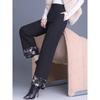 Thickened Fleece Cotton Pants Straight-leg Pants Women's Winter Pants Retro Disc Buckle Cold-proof Warm Cotton Pants