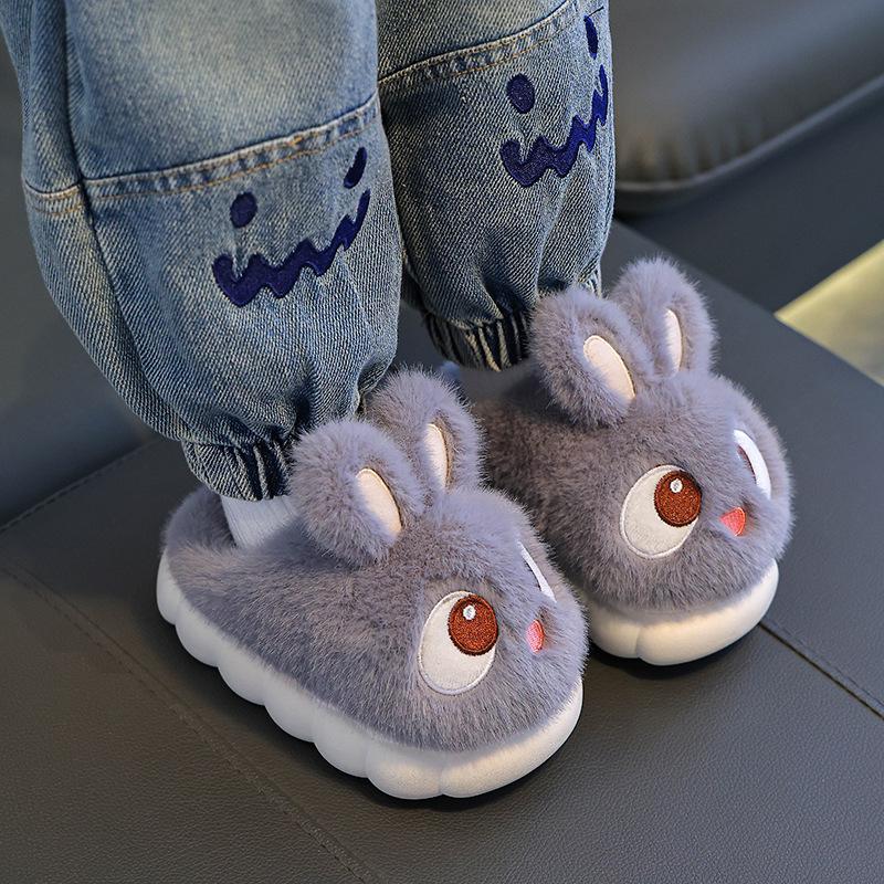 Cozy Winter Non-Slip Cotton Slippers for Kids and Parents - Rabbit Design