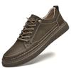 Men's Cowhide Retro Lace-up Summer Board Shoes - Breathable, Trendy, Casual