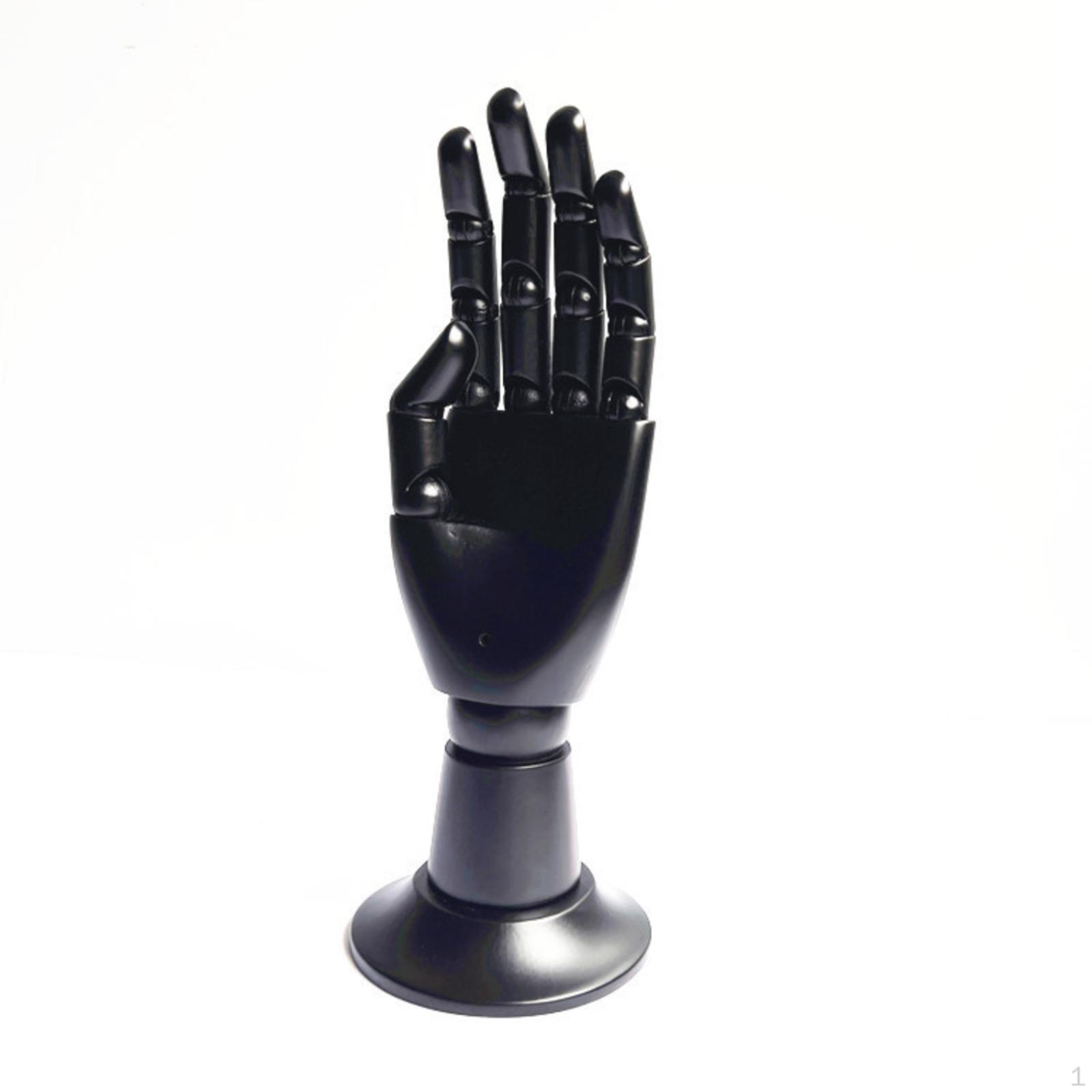 Wooden Hand Mannequin Movable Joints Articulated Model Pedestal Base Decor Piece Black Left Black Left Hand
