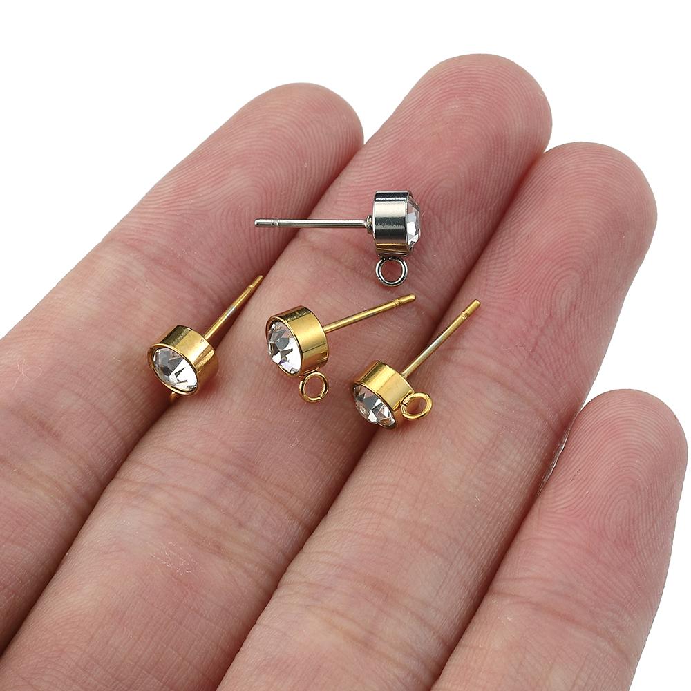 100 Stück/20 Stück Edelstahl Strass Ohrstecker Goldfarben Ohrstecker mit Ösenringen DIY Ohrringe Schmuckherstellung Zubehör