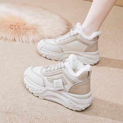 Zapatos casuales de caña alta de moda para mujer, invierno 2024, nuevos zapatos de felpa para papá, zapatos deportivos cómodos para mujer, zapatos vulcanizados para mujer Trafza