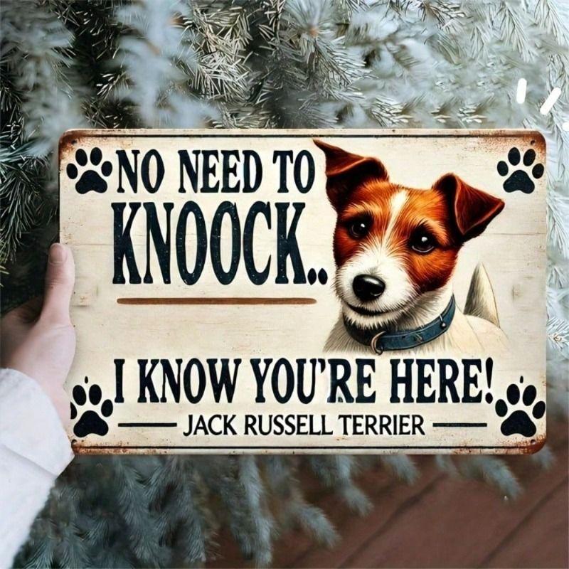 Vintage Jack Russell Terrier Metal Wall Art Funny Bar Decor Tin Sign