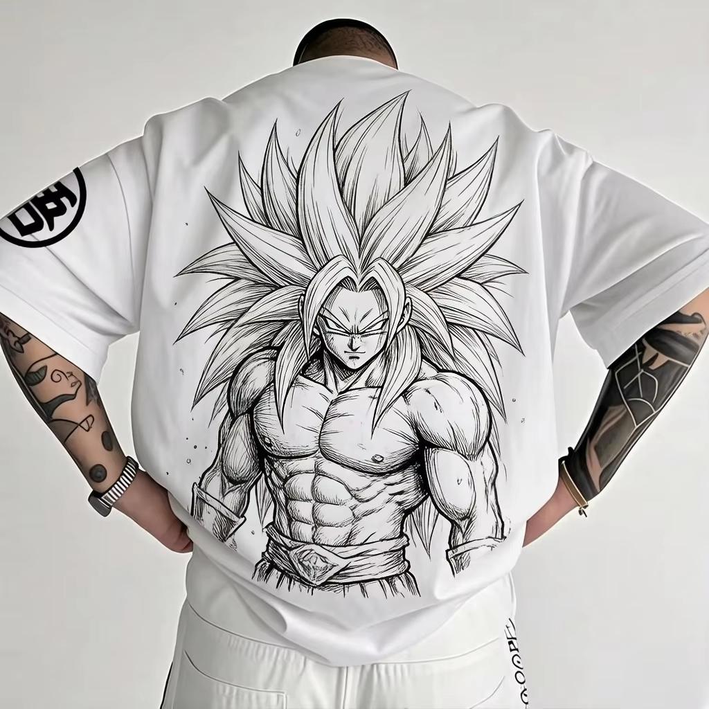 Anime Dragon Ball Z Graphic‑Print Men's T‑Shirt, Breathable Stretch Comfortable Fashion Short‑Sleeve Top For Anime Fans