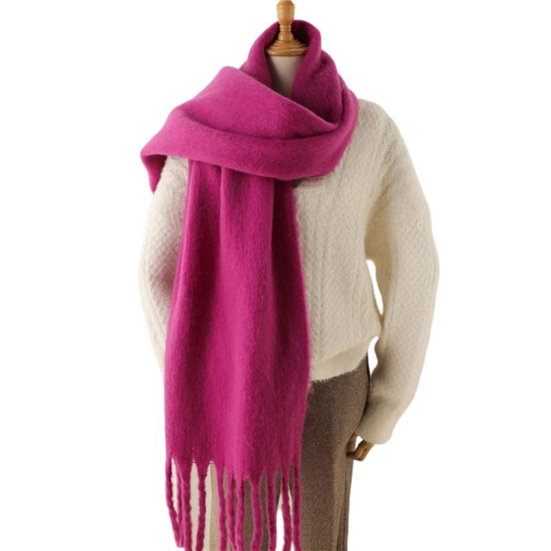 Long Tassels Neckerchief Solid Color Scarf Lightweight Yet Warm Headscarf Shawl For Casual or Formal Wear Daily