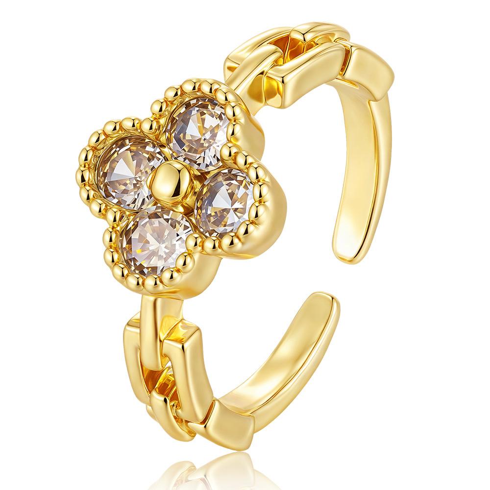 Four-leaf Clover Ring High-end and Elegant Open Ring for Women