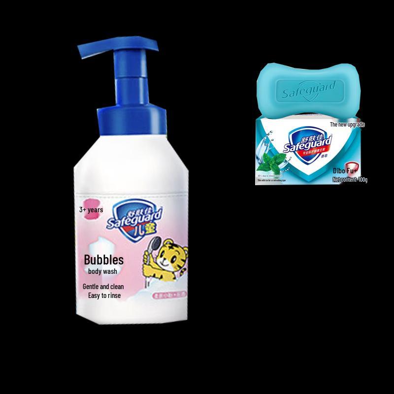 Safeguard Kids Soft Pink Bubble Shower Gel & Mint Soap Set