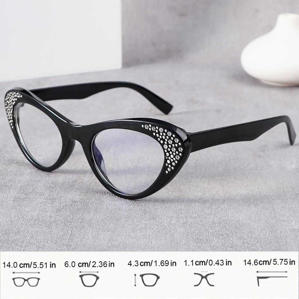 3 Stück Elegante Strass Katzenaugen Lesebrillen für Damen Herren - Vollrand, Katzenauge, Hochdefinitionsglas, +1.0 bis +4.0 Dioptrien