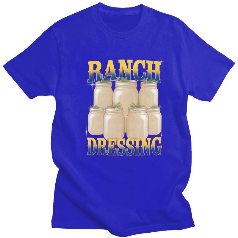 Mens Ranch Dressing Meme T Shirts Pure Cotton Short Sleeve Funny Food Humor Tee Shirt Casual Loose Fit Streetwear Clothing