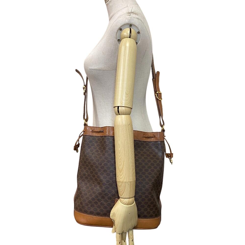 Celine M93 Purse Macadam Leather Shoulder Bag Brown Leather Used