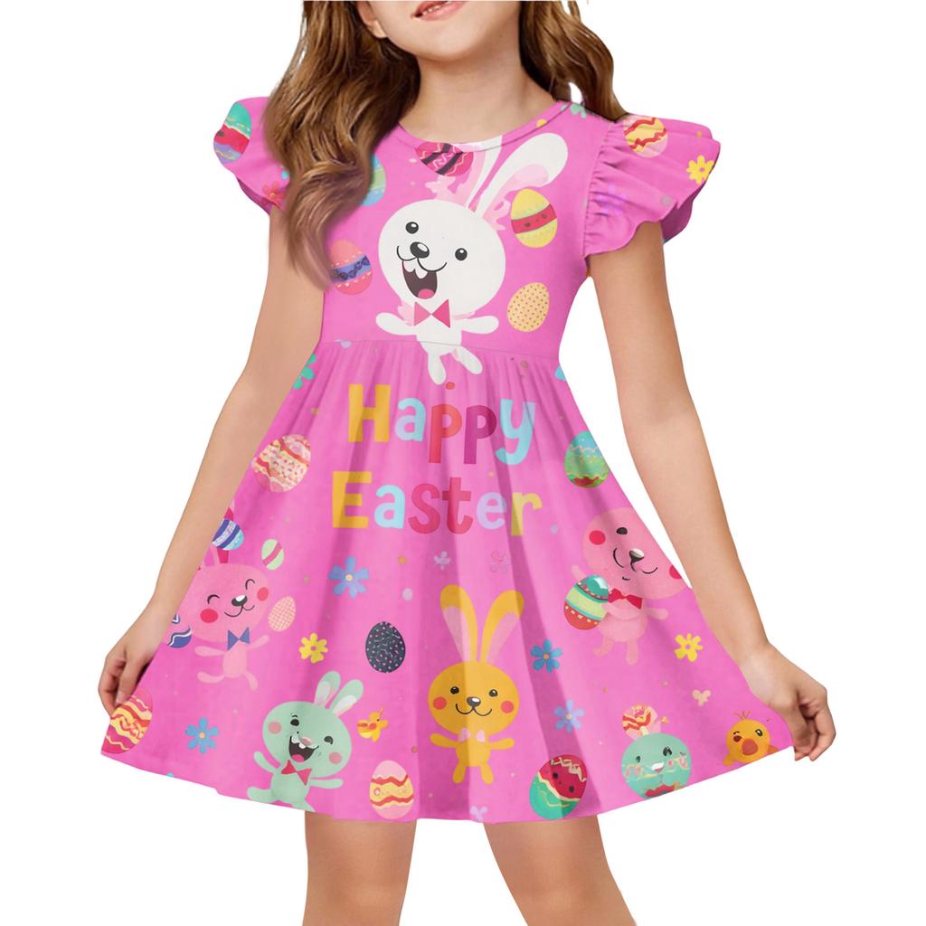 Vestido Casual de Moda Infantil con Manga Volante