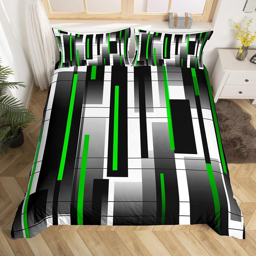 Black Purple Abstract Lines Three-Piece Quilt Cover 3D Digital Printing Bedding Set Bed Cover