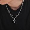 Hip Hop Cross Necklace for Men Boys,Fused Irregular 4-point Star Pendant with Splicing Collar,Cool Trendy Jewelry Gifts