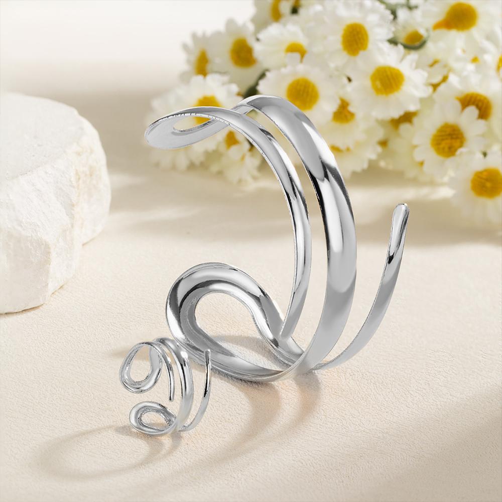 Smooth Bracelet and Ring Set Exaggerated Open Bangle Jewelry  for Party, Daily Wear