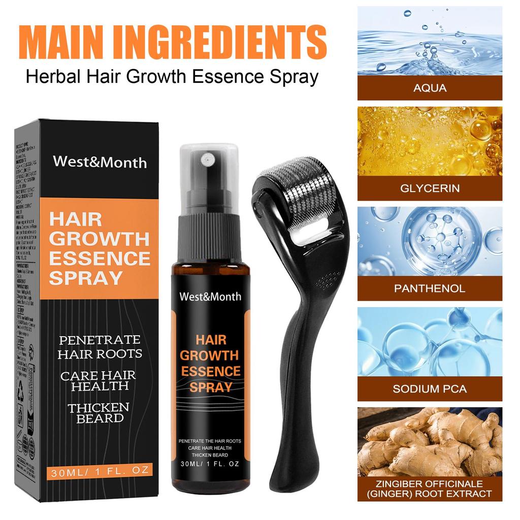 Siero Capelli Anti-Caduta con Polygonum Multiflorum & Zenzero, Spray per la Crescita dei Capelli per Capelli più Folti & Cura della Linea dei Capelli