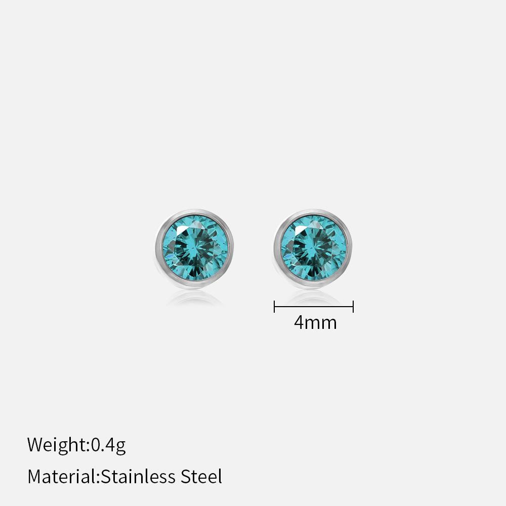 Simple Crystal Stud Earrings Fashion Women December Birthstone Colorful Diamond Earrings for Girls Gift