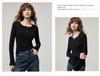 2025 Herbst/Winter Damen Henley-Kragen Schlankmachendes Gestricktes Langarm-T-Shirt