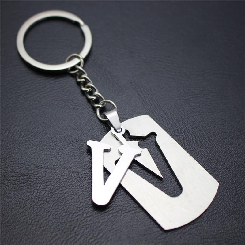 2022 DIY A-Z Letters Key Chain For Name Silver Color Steel Keychain Women Men Car Key Ring Simple Key Holder Party Gift