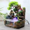 Resin Rockery Waterfall for Home Office Tabletop Fountain with LED Mist Fogger Zen Meditation Decor