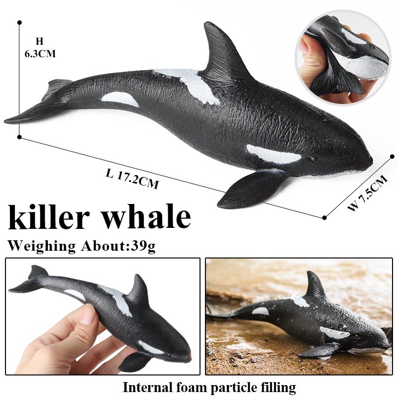 Oenux Sea Life Animals Soft Shark Whale Dolphin Squid Pufferfish Crab Model Action Figures Anti Stress Relief Toy Kids Gift