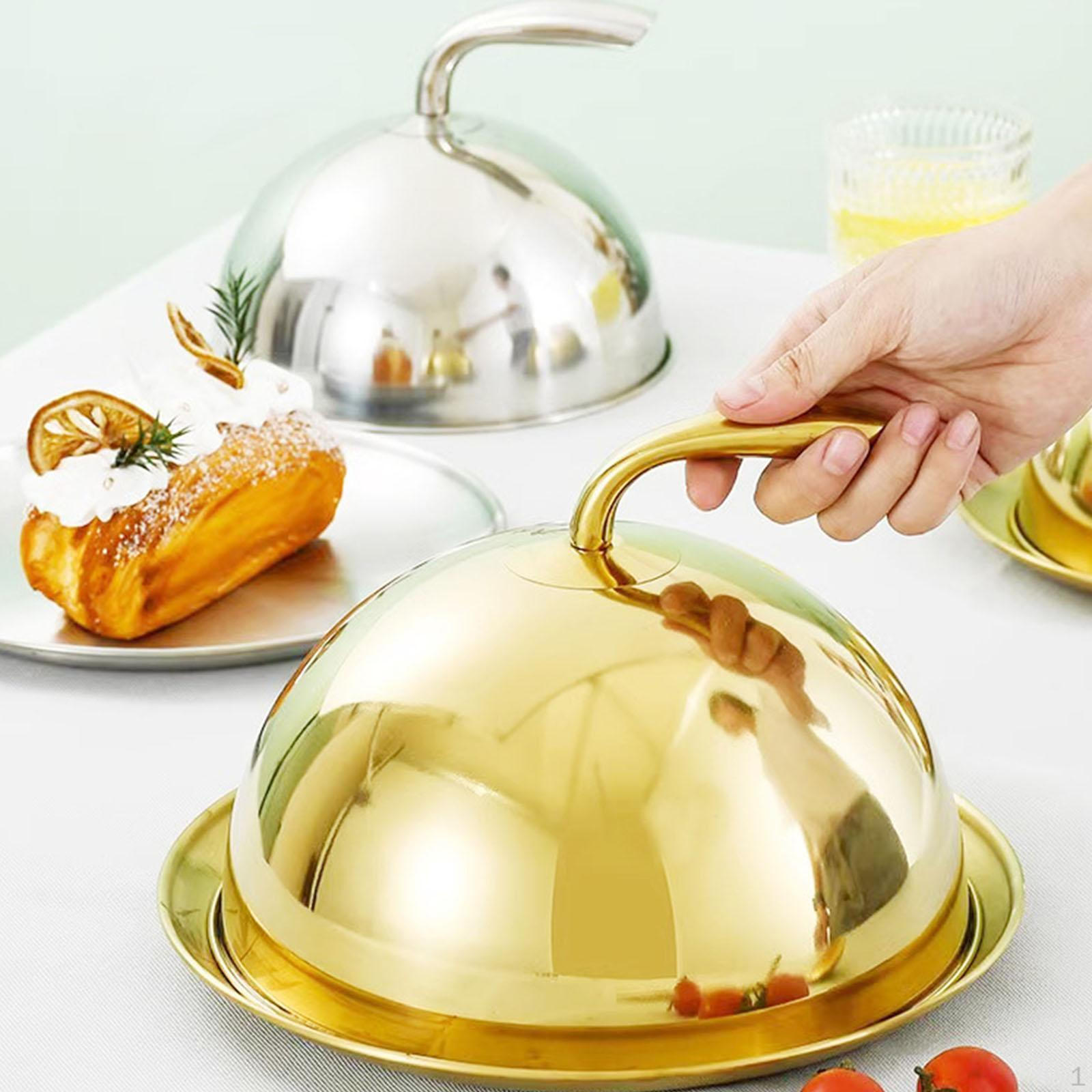 

Многоразовый купол для еды из нержавеющей стали, крышка от пыли с ручкой, крышка для выпечки, сервировочная тарелка, блюдо 19cm